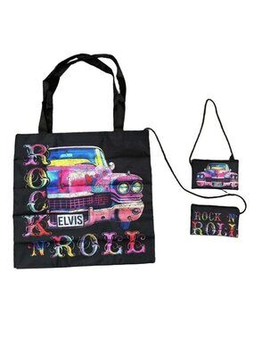 New Rock and Roll Pink Cadillac Elvis Presley Reusable Shopping Bag Tote 15x15